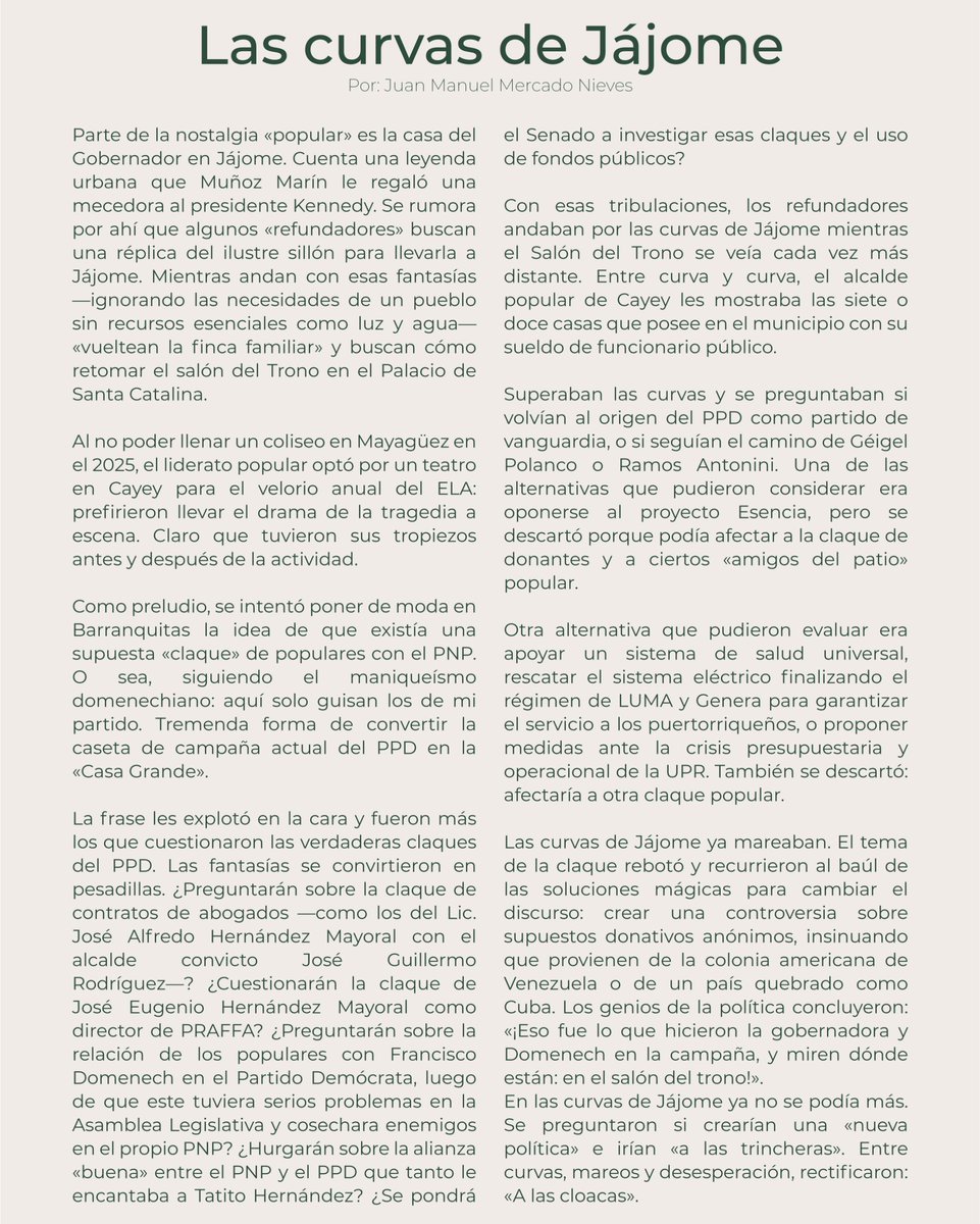 ComisionadoPIP's tweet photo. Comparto la extraordinaria columna escrita ayer en endi por el abogado y profesor universitario Juan Manuel Mercado Nieves. https://t.co/LdBJzcxvaF