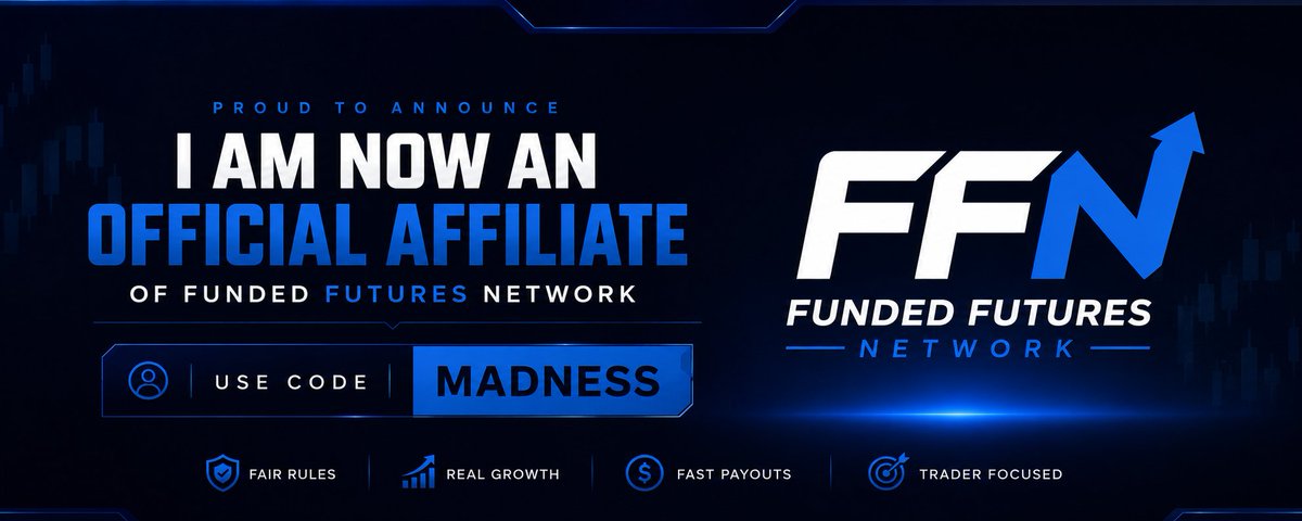 PropfirmXMadnes's tweet photo. 🚀 Big News! 🚀
I'm excited to announce that I'm now an Official Funded Futures Network Affiliate!
If you're looking for a reliable futures prop firm, you can support me by purchasing your account using my code : MADNESS https://t.co/WbiVODkLLO