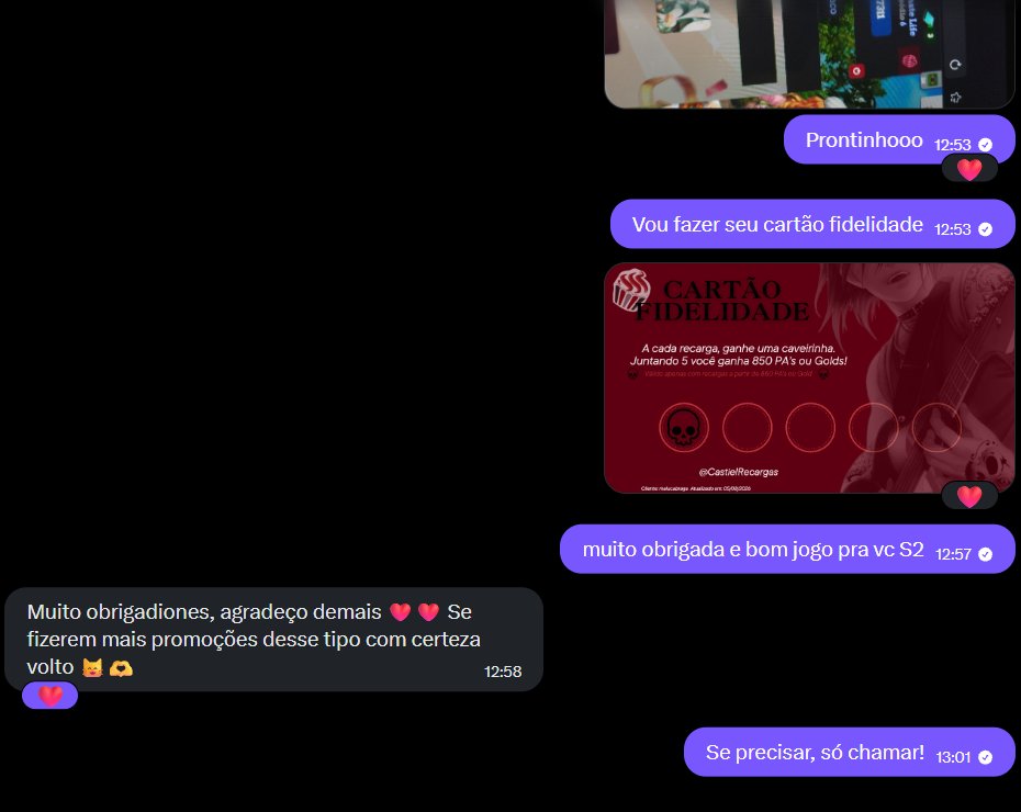 CastielRecargas's tweet photo. A promo de 1 PA no Amor Doce iniciou hoje e duas clientes já garantiram o seu brinde ao fazer recarga conosco.

A cada 1 pacote comprado de qualquer valor = ganha 1 recarga bônus de 120 PA ou Gold!

#adtwt #amordoce #eldarya #otome https://t.co/R5yKh4FIZl