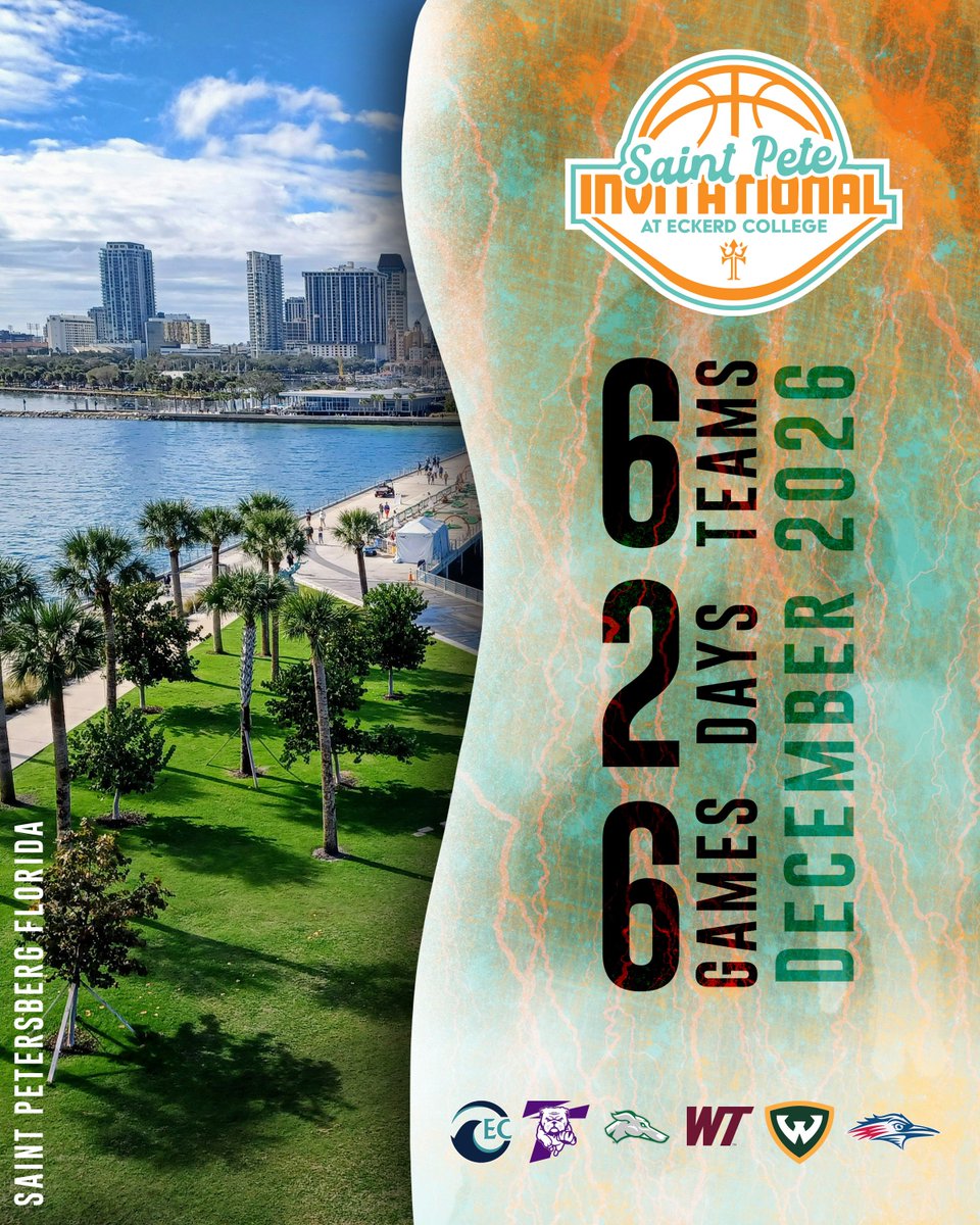 SaintPeteInvite's tweet photo. This December, six NCAA DII women's basketball teams head to St. Petersburg, Florida, for the 2026 Saint Pete Invitational! 🏀☀️

6 teams. 2 days. 6 games. Endless memories.

Who are you cheering for?

#SaintPeteInvitational #D2WBB #CollegeBasketball #Florida https://t.co/bw0t39UYW4