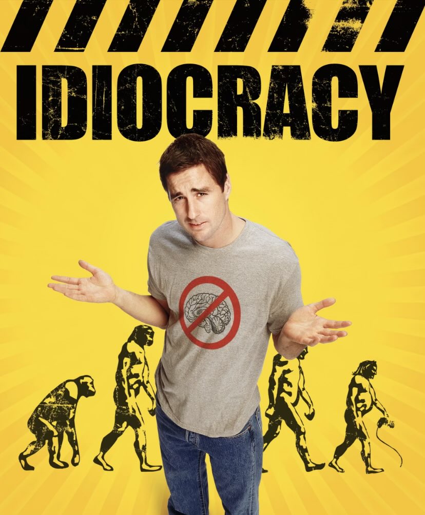 HardWhistle's tweet photo. @TheBabylonBee Idiocracy is a 2006 movie that was originally a comedy. Then 2009-2017 during the Obama years it became cult movie for intelligent people to understand the administration’s action.
It has now become a documentary on our educational systems challenges. Will it end up historical? https://t.co/pJFbqti8Rf