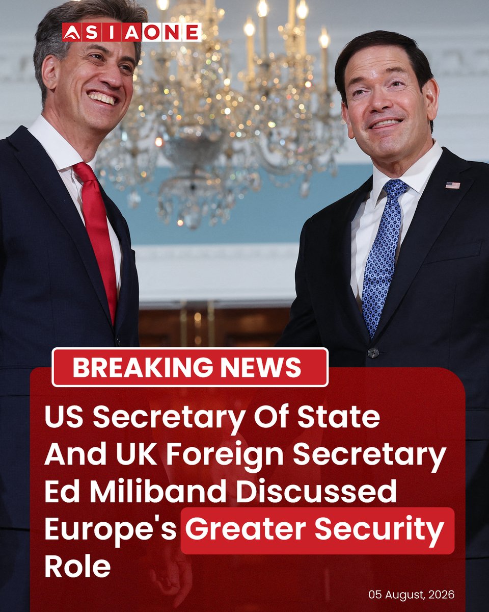 AsiaOne_News's tweet photo. US Secretary Of State Marco Rubio And UK Foreign Secretary Ed Miliband Discussed Europe's Greater Security Role
#Asiaone #asiaonenews #usa #secretaryofstate #marcorubio #UK #foriegnsecretary #edmiliband #europe #securityrole https://t.co/ipc8a29dTW