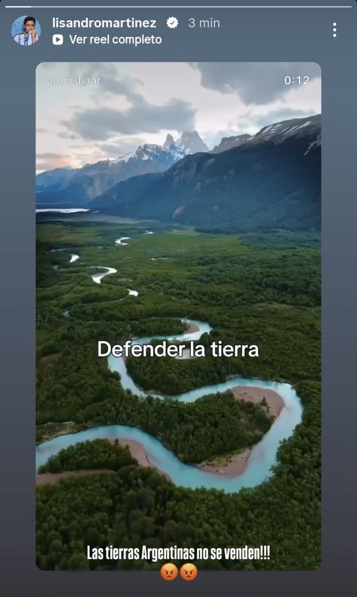 somoscorta's tweet photo. "Las tierras argentinas no se venden"

La historia que publicó en Instagram Lisandro Martínez, campeón del mundo con la Selección Argentina, por las modificaciones a la Ley de Tierras que impulsa el Gobierno. https://t.co/JsBuvfJ0Fz