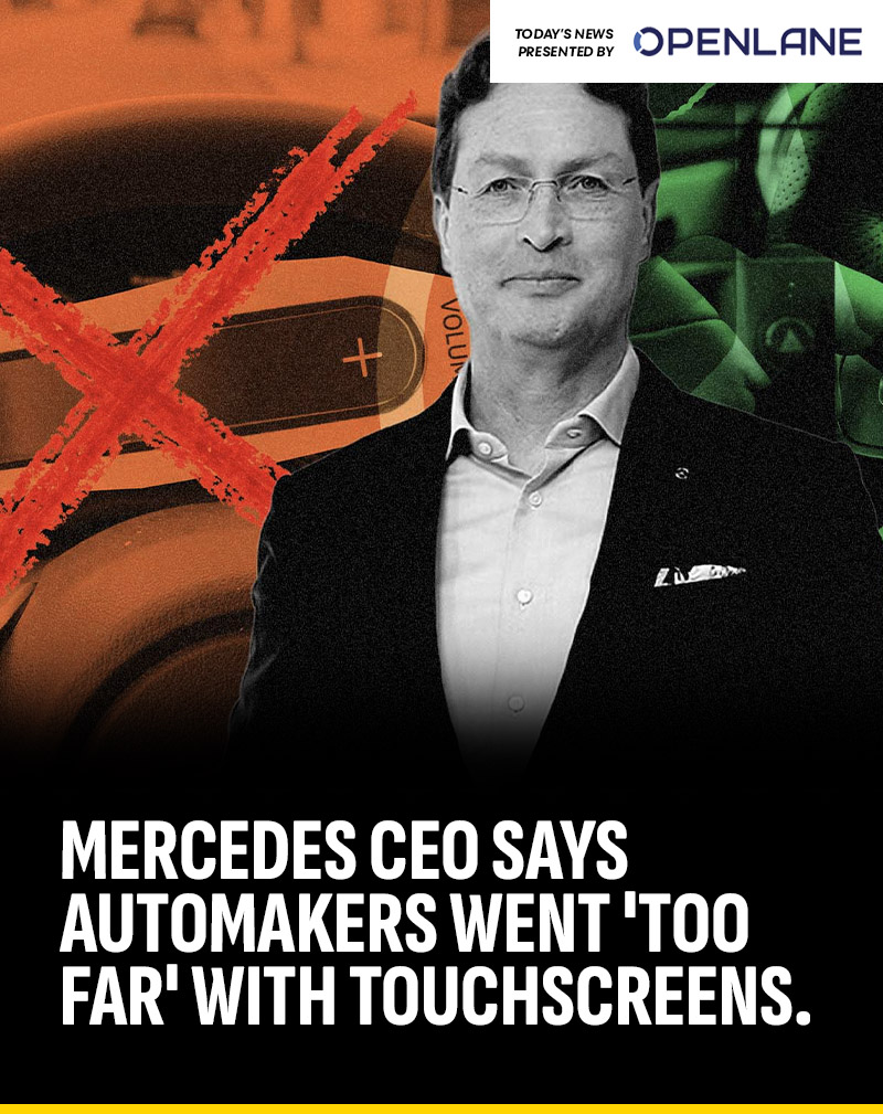 GuyDealership's tweet photo. NEWS | Mercedes CEO says automakers went 'too far' with touchscreens:

Mercedes CEO Ola Källenius admitted the industry, including Mercedes itself, pushed too hard on touchscreens at the expense of usability.

So the brand is bringing physical controls back, starting with a volume knob on the new CLA's steering wheel.

"Sometimes you get a bit ahead of yourself and do technology for the sake of technology and maybe forget a little bit about the customer," said Källenius.

A survey of 1,428 drivers found 89% prefer physical buttons and Mercedes isn't the only automaker now course-correcting.

Big picture: Successful vehicle technology is about balancing innovation with usability, a combination that can help dealers close more sales.

Read today's top automotive stories, presented by @OPENLANEUS : https://t.co/KC54nbeYbb

(Source: InsideEVs / Wired)