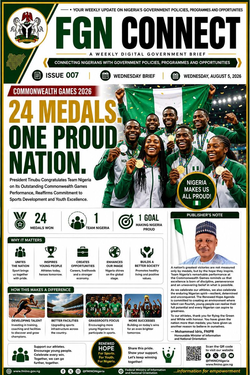 SamsonOlumodej1's tweet photo. 🇳🇬24 medals. Endless moments of pride. 💚🤍 A big shoutout to Team Nigeria for proudly waving the Green and White at the 2026 Commonwealth Games! 🇳🇬🏅 #TeamNigeria #OneProudNation #CommonwealthGames2026
@HMMohammedIdris https://t.co/hq5UvH5zau