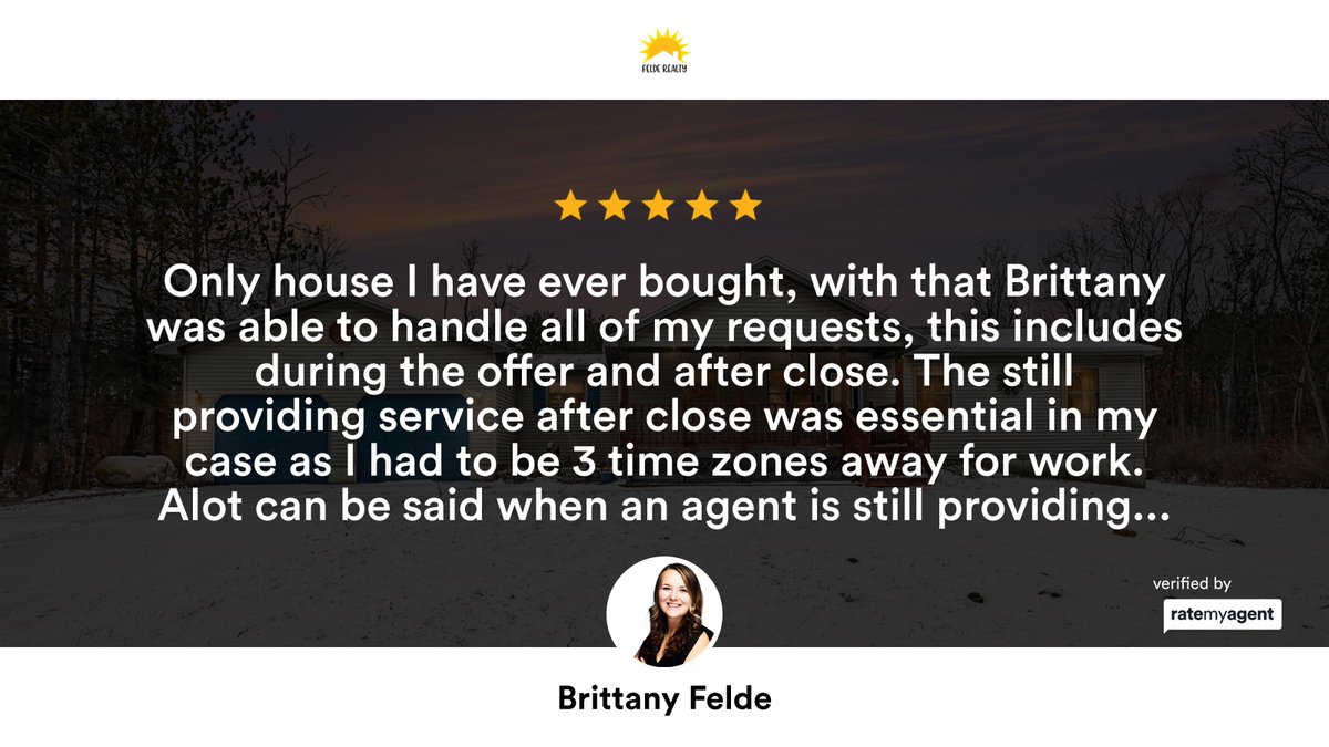 BrittanyFelde's tweet photo. My latest RateMyAgent review in Morley.

https://t.co/mFnKtD9pt0

...
#ratemyagent #realestate #Felde_Realty https://t.co/io2Noc9U9v