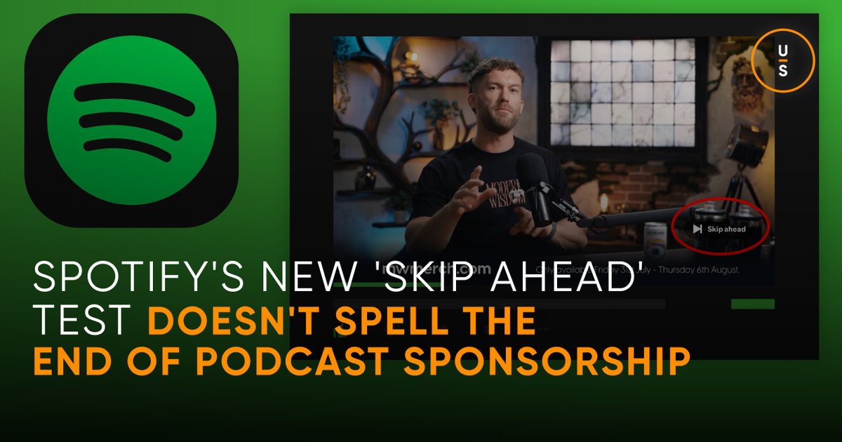 _UncommonSense0's tweet photo. Spotify is testing a one-tap "Skip Ahead" button for podcast ads.

Is this the end of podcast sponsorship? We don't think so.

The best podcast advertising has never relied on listeners being unable to skip, it succeeds because audiences trust the host. That's where the real value lies.

Read our thoughts: 
https://t.co/7z5YgA1idw

Looking to sponsor some leading podcasts? Let's talk: https://t.co/NOJdd0FpSa