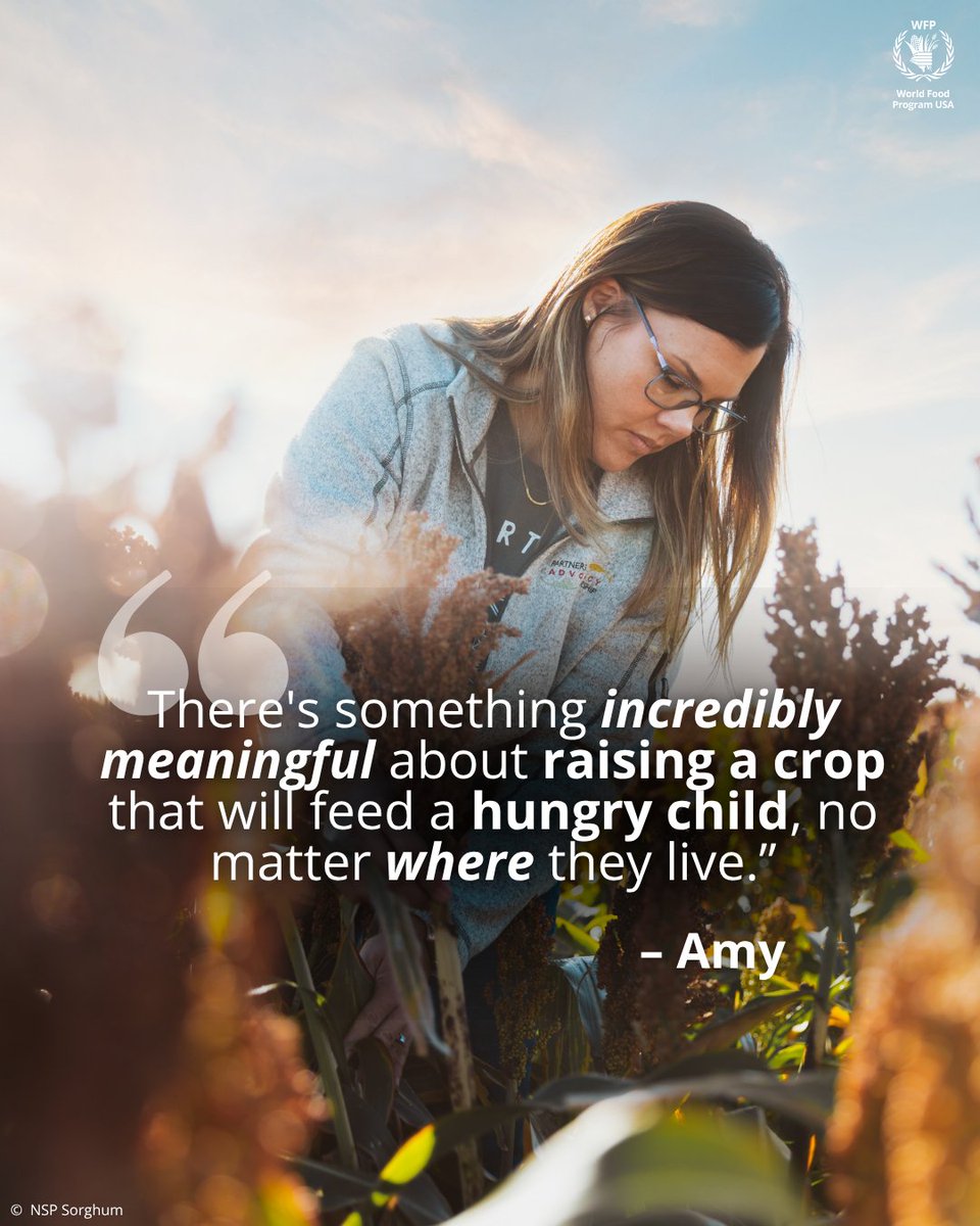 WFPUSA's tweet photo. Farming is a family tradition—and for Amy France, it's also a way to fight global hunger.

🌾 As chair of @sorghumgrowers, she's helping bring U.S.-grown sorghum to families through #FoodForPeace. Today, she joins partners celebrating #FarmToFrontlines.

#ThankAFarmer https://t.co/ox9QmbGRs6