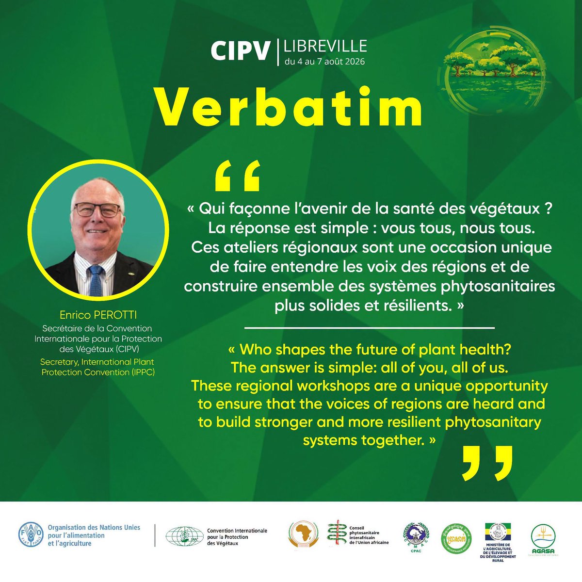 FAOAfriqueCent's tweet photo. Enrico Perotti, Secrétaire de la #CIPV, rappelle que les ateliers régionaux offrent aux pays une occasion unique de faire entendre leur voix et de contribuer à l'élaboration des normes phytosanitaires internationales.
@agasa_gabon 
@ippcnews https://t.co/9gRtoJR8QY
