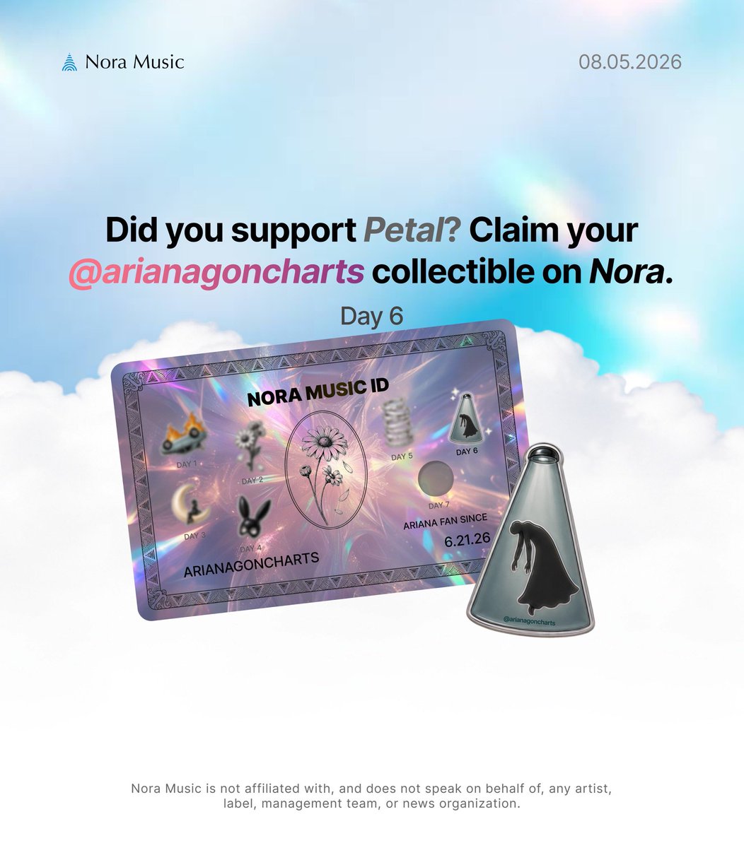 ArianaGonCharts's tweet photo. To celebrate ‘petal’, we are partnering with @noramusicinc to give away the 'My Everything ' tour vinyl &amp; 'petal' 7” vinyl 

1. Follow @noramusicinc &amp; @ArianaGonCharts 
2. Stream 'petal' and claim our collectible
3. Reply with a picture of your nora stan card and tag 2 accounts https://t.co/ZIDmGLkSZx