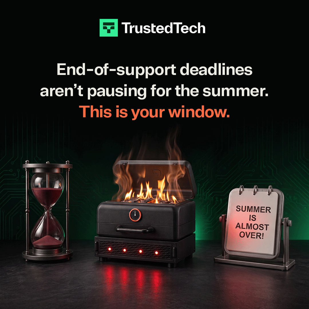 trustedtechteam's tweet photo. Summer vacations may be in full swing, but End-of-Support deadlines are too. 

If Windows 10, legacy Windows Server environments, or older SQL Server deployments are still part of your IT stack, now is a great opportunity to start planning your next move and reduce licensing costs. 

Through August 21, save 10% on eligible Microsoft on-premises products with promo code BBQ26. 

Boot up the grill and cook up some savings before the window closes: https://t.co/LljYDOmPXz

#Windows11 #WindowsServer #SQLServer #Microsoft #EndOfSupport #CyberSecurity #InfrastructureModernization #ITOperations #TrustedTech