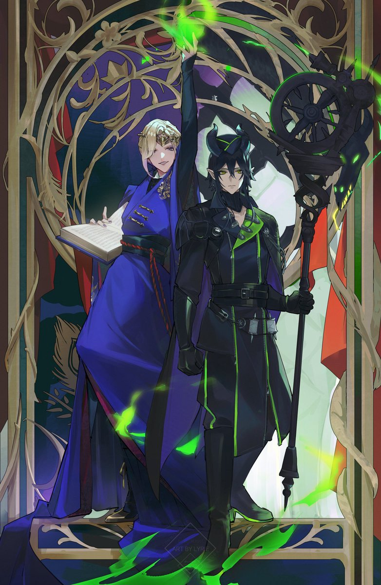 lyrieeeee's tweet photo. I was c0mmissioned by the voice actors of Malleus Draconia (@JacobCarlsonVO ) and Vil Schoenheit (@MonteleoneVO ) for a piece!! Yippeee!!! Thank you for having me!! https://t.co/eqTGNY6H2v