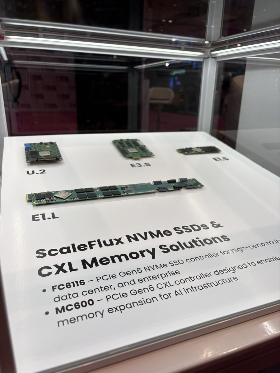 ScaleFlux's tweet photo. @ScaleFlux latest generation of products has arrived at #FMS2026.

Visit our Booth #519 to get a firsthand look at our newest SSD and controller innovations, designed to deliver more performance, higher endurance, and better power efficiency without changing your applications. https://t.co/0OBw4EeFVV