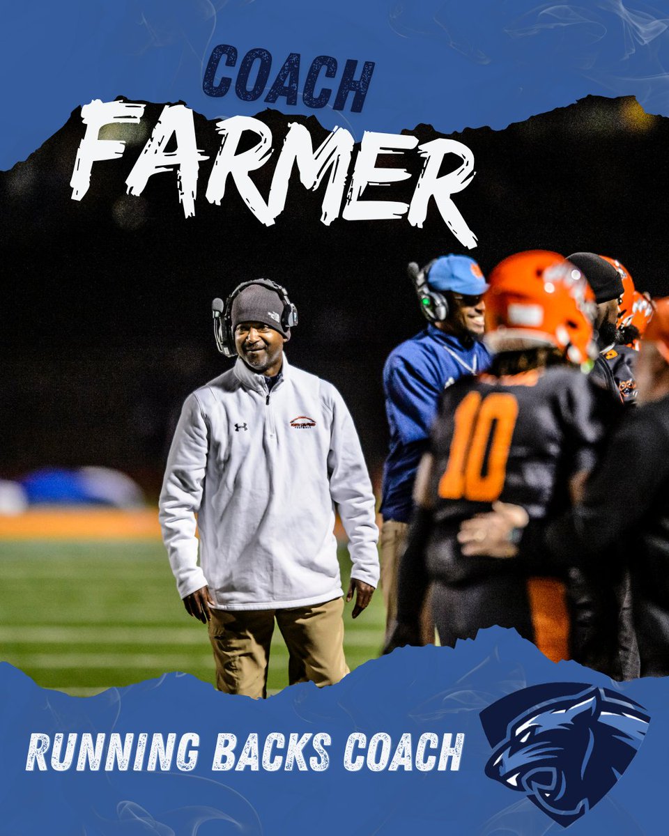 BluebloodFB's tweet photo. 🏈 Please join us in welcoming Coach Chris Farmer to the Panther Football staff as our Running Backs Coach!

Coach Farmer brings 30+ years of experience in education and athletics. A Virginia State University graduate, he has coached successful football and track programs in Ohio, Gar-Field, and North Stafford, while serving Potomac High School as a teacher since 2019.

Welcome to the family, Coach! 💙🖤🐾 #Blueblood