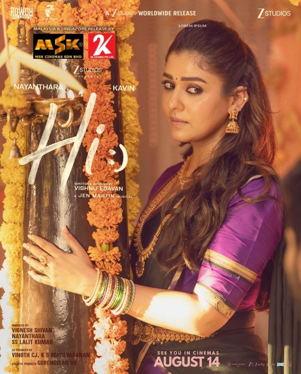 NFCWA_OFFICIAL's tweet photo. Malaysia &amp; Singapore Release by 2k studios pte  Ltd &amp; Msk Cinemas sdn Bhd 

A Filim that promises romance emotions and magical moments 

See you in cinemas - 14 August
.
.
.
#Nayanthara https://t.co/KTmqyMBprR