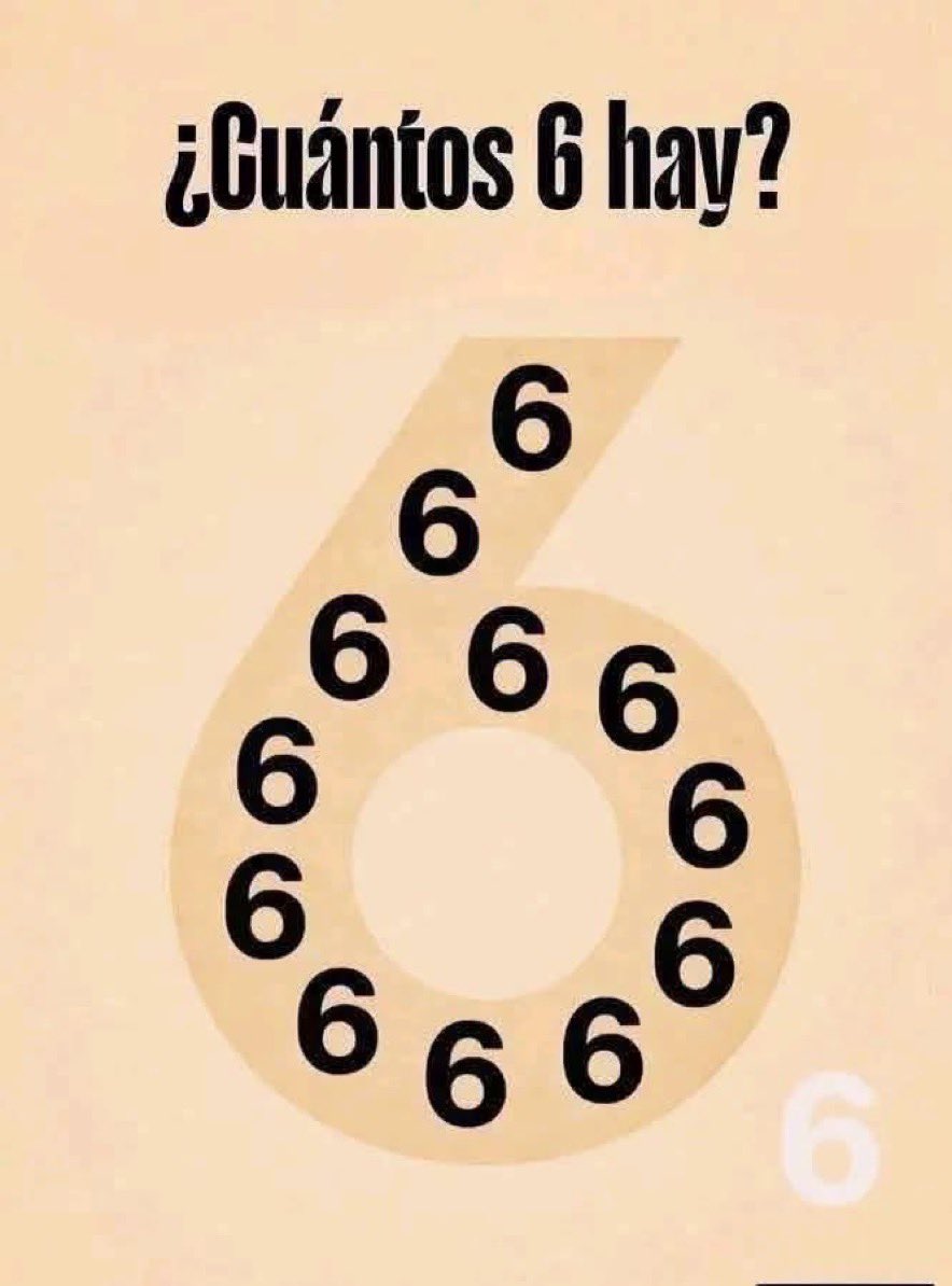 HaloSP117x's tweet photo. Prueba visual, Cuantos número 6 ves? https://t.co/S6eyTkVncs