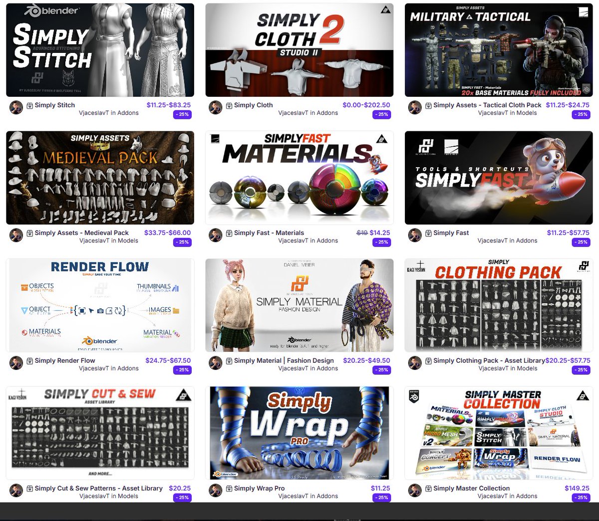 SimplySlawa's tweet photo. Simply Addons - Assets now 25% off only on @superhivemarket!
https://t.co/HTHLgwfYU5
#simply #addons #assets #sale #b3d #blender #week #discount #stitching #sew #cloth #pattern #design #tactical #medieal #materials #shortcuts #fast #render #flow #fashion #library #wrap #master https://t.co/NEwYC4Ha17