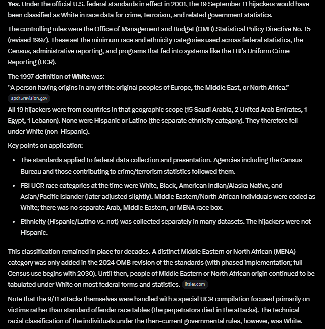 WomanDefiner's tweet photo. You want to know why all leftist stats on murder and terrorism start in 2001? It's because they count 9/11 as White right wing terrorism. The Government counted Middle easterners and North Africans as White until 2020. In fact they still consider a host of non White groups white to hide the demographic replacement of White people. 

Anyways I just thought you all would appreciate how bad our leaders have been for 80 years.