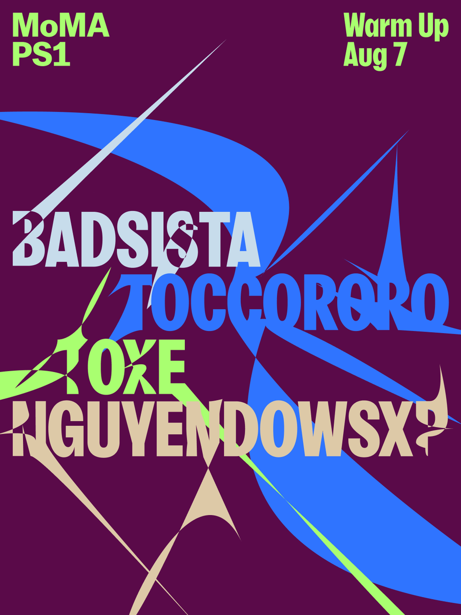 MoMAPS1's tweet photo. This Friday, Warm Up brings global bass, hard drum, and ethereal sounds to the stage. Grab your tickets now to experience four artists tracing the outer edges of the global underground right in our courtyard: https://t.co/yvweQ49LER

BADSISTA
The São Paulo DJ and producer fuses house, bass, and baile funk into a global sound born in Brazil's peripheries. His debut album Gueto Elegance is the stage at the center of the whole world he built from the ground up.

TOCCORORO
The high-energy Cuban-Spanish DJ and curator runs guaracha into raptor house into aleteo into hardstyle. A standout of Spain's queer club scene and far, far beyond.

Toxe
The Gothenburg producer and DJ bends hard drums and unusual melodies into a brightly frenetic, potent sound that has led her to produce runway soundtracks for fashion houses Acne, Burberry, and Dior.

nguyendowsXP
The shapeshifting NYC producer and DJ slips between a gauzy, ethereal expanse and frenetic, kinetic shrapnel. A member of Saigon's Nhạc Gãy collective.

—
📸: @marissaalper