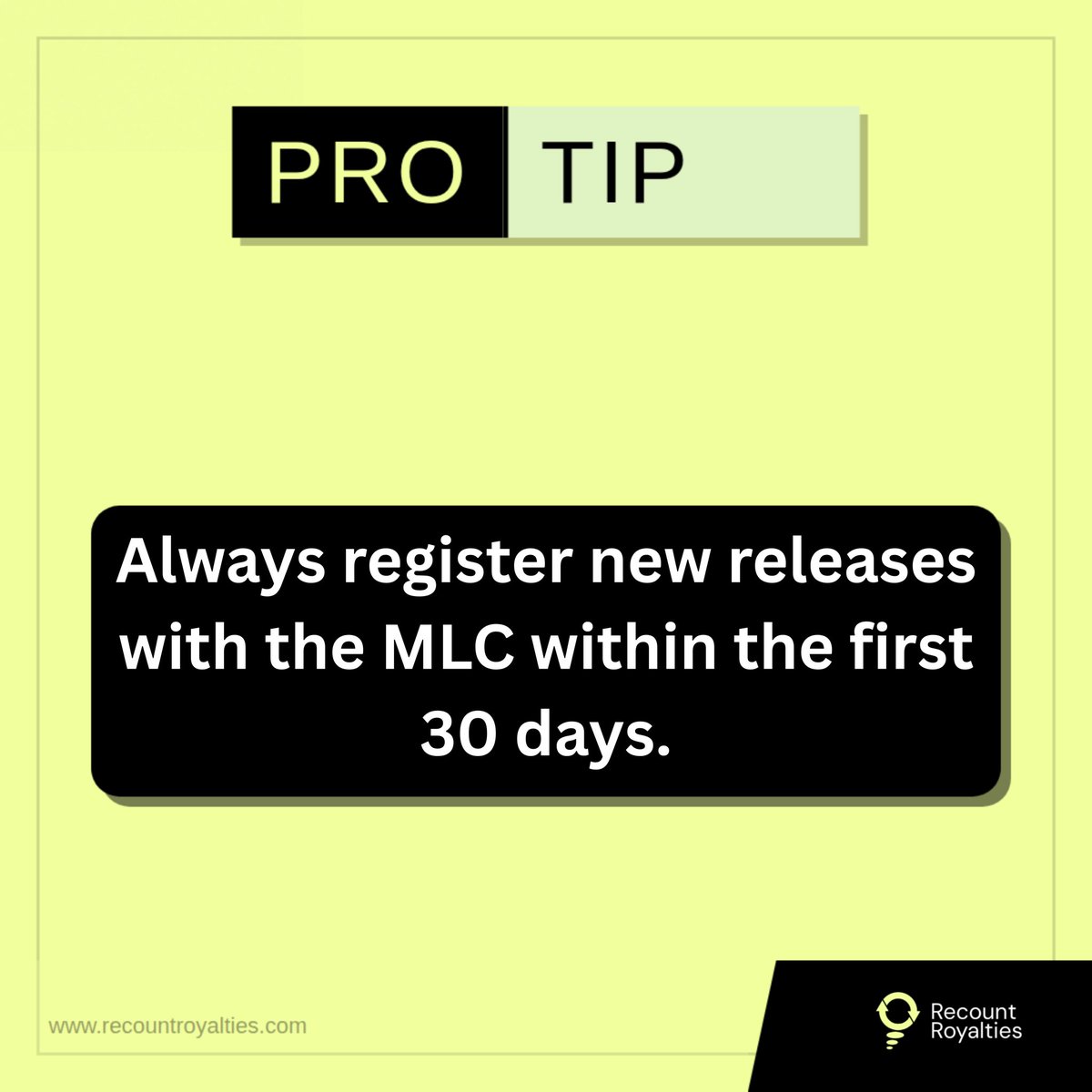 Recount_HQ's tweet photo. Register every new release with the MLC in the first month. Early action protects your mechanical royalties.

#trending #audit #royalties https://t.co/oYeH6N6RmJ