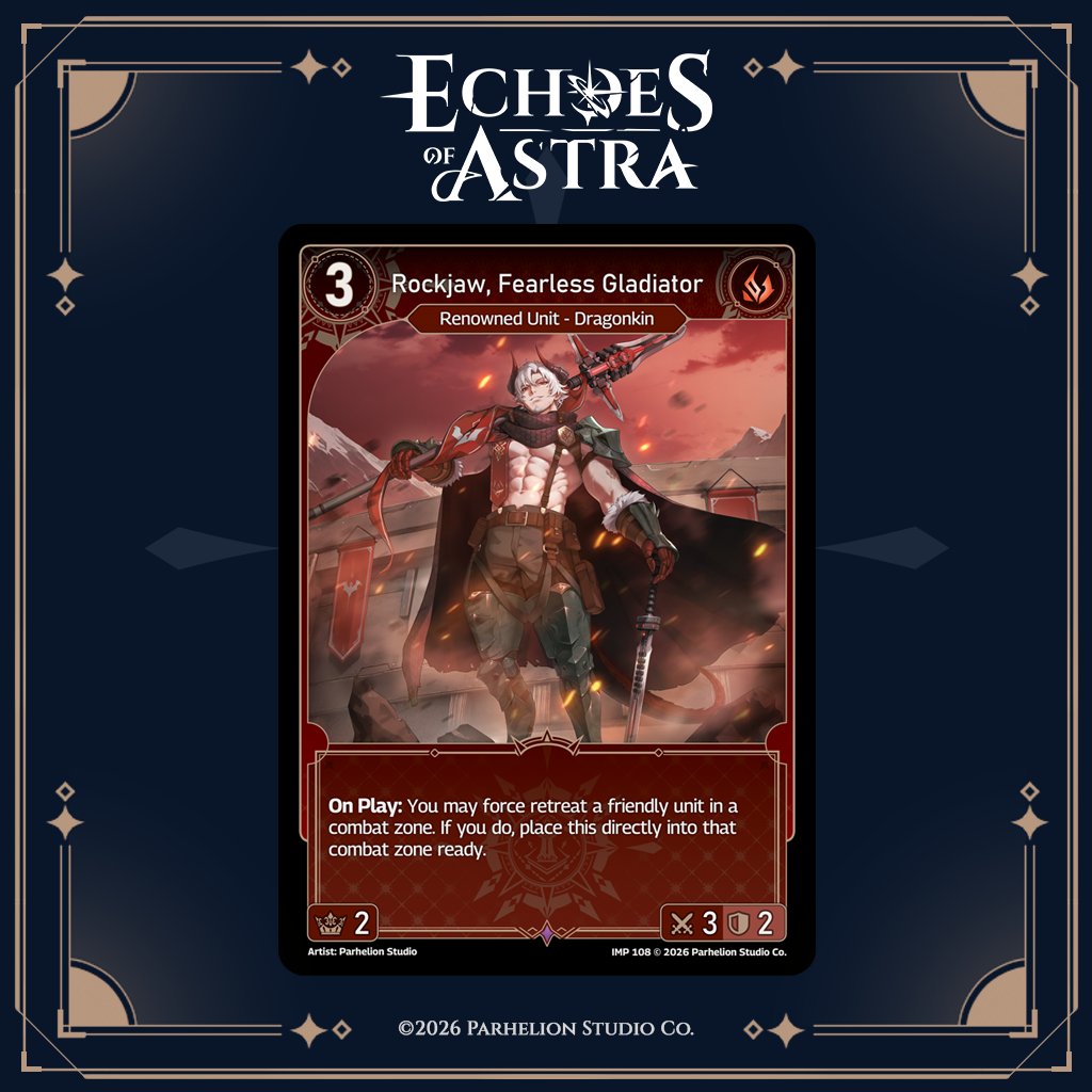 EchoesOfAstra's tweet photo. Card Feature: Rockjaw, Fearless Gladiator
#EchoesOfAstra https://t.co/Gd3XlCvOpt