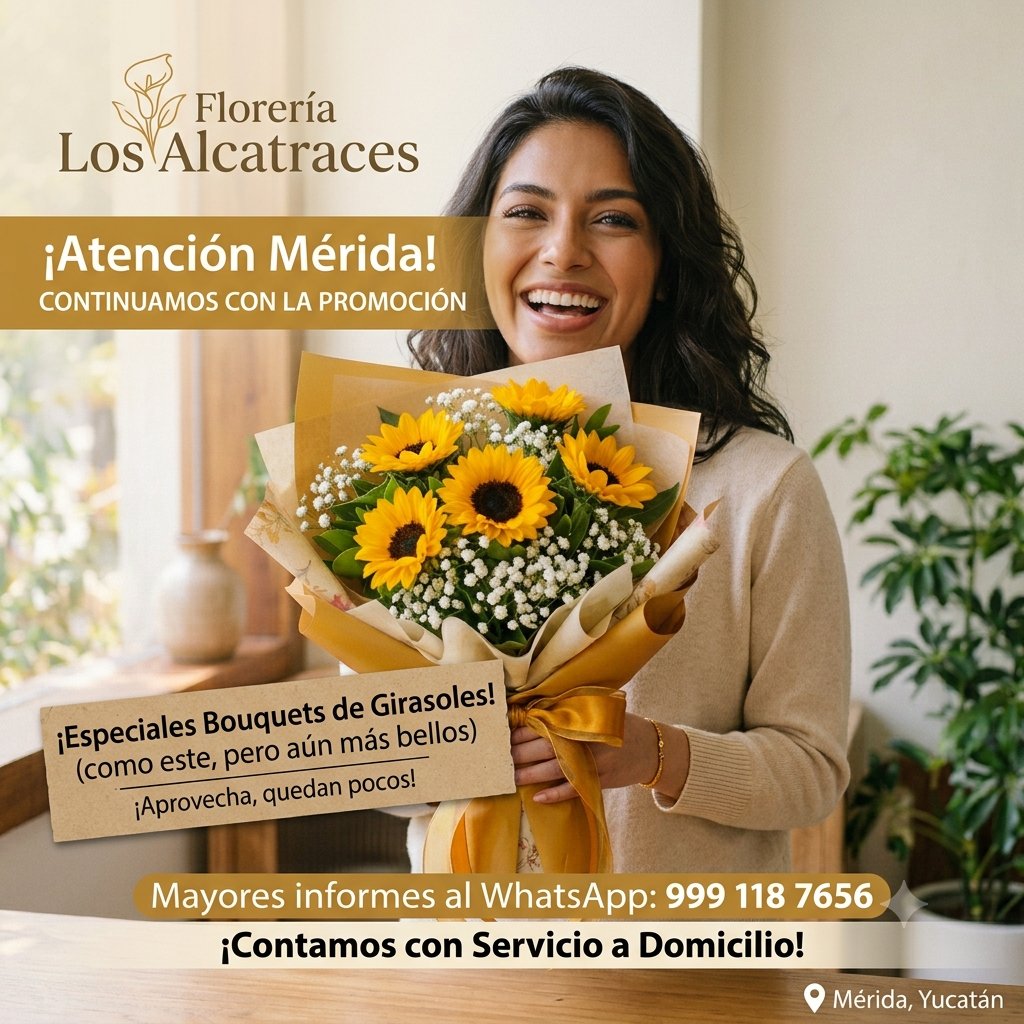 FloreriaMeridaY's tweet photo. Hoy continuamos con la promoción de bouquets de girasoles!!!

Hagan sus pedidos al WhatsApp 999 118 7656 https://t.co/cm9Xy2Ece3