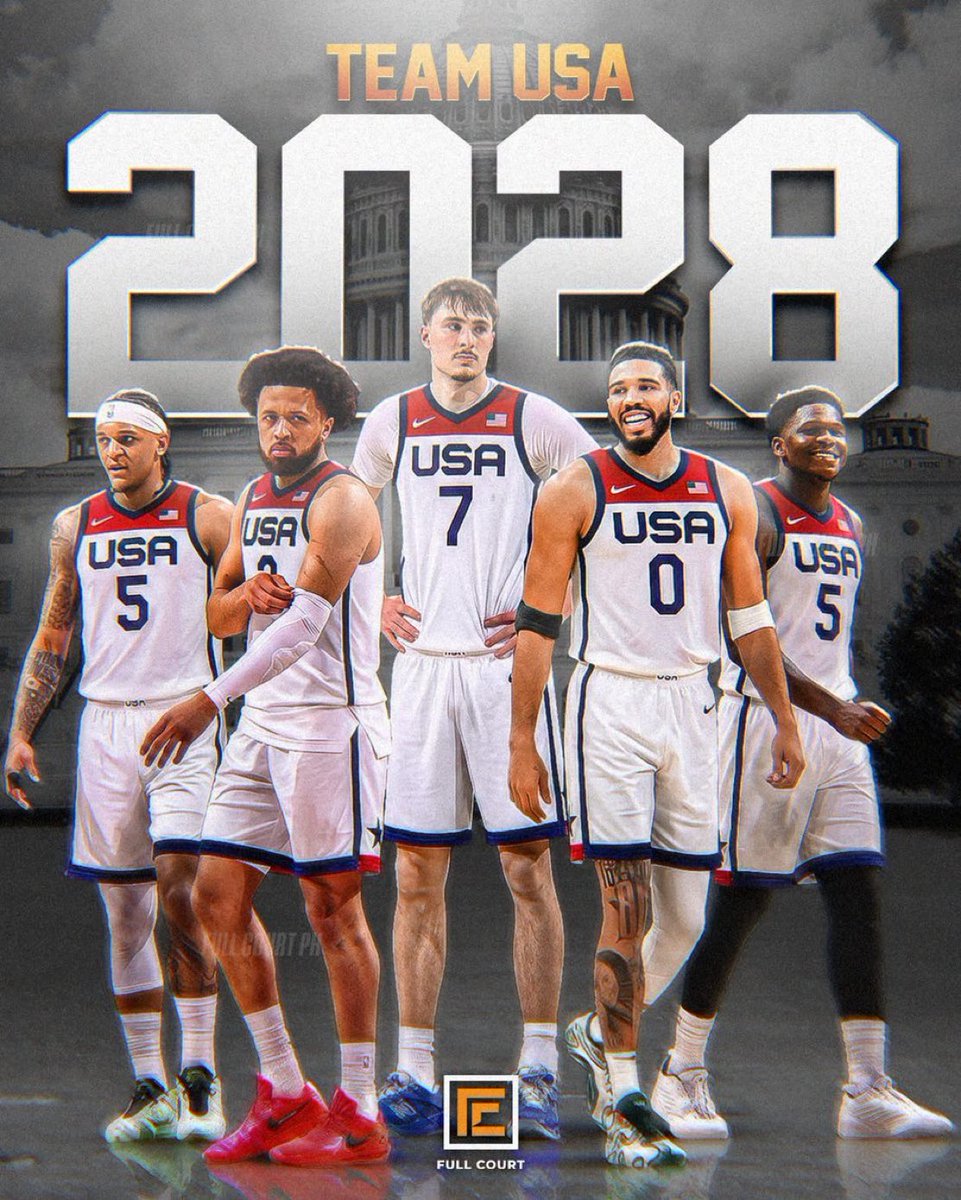 CooperFMuse's tweet photo. Potential 2028 Team USA starting five:

Cade Cunningham
Anthony Edwards
Cooper Flagg
Jayson Tatum
Paolo Banchero

Who’s stopping this team?🤔 https://t.co/NoWrUzJABP