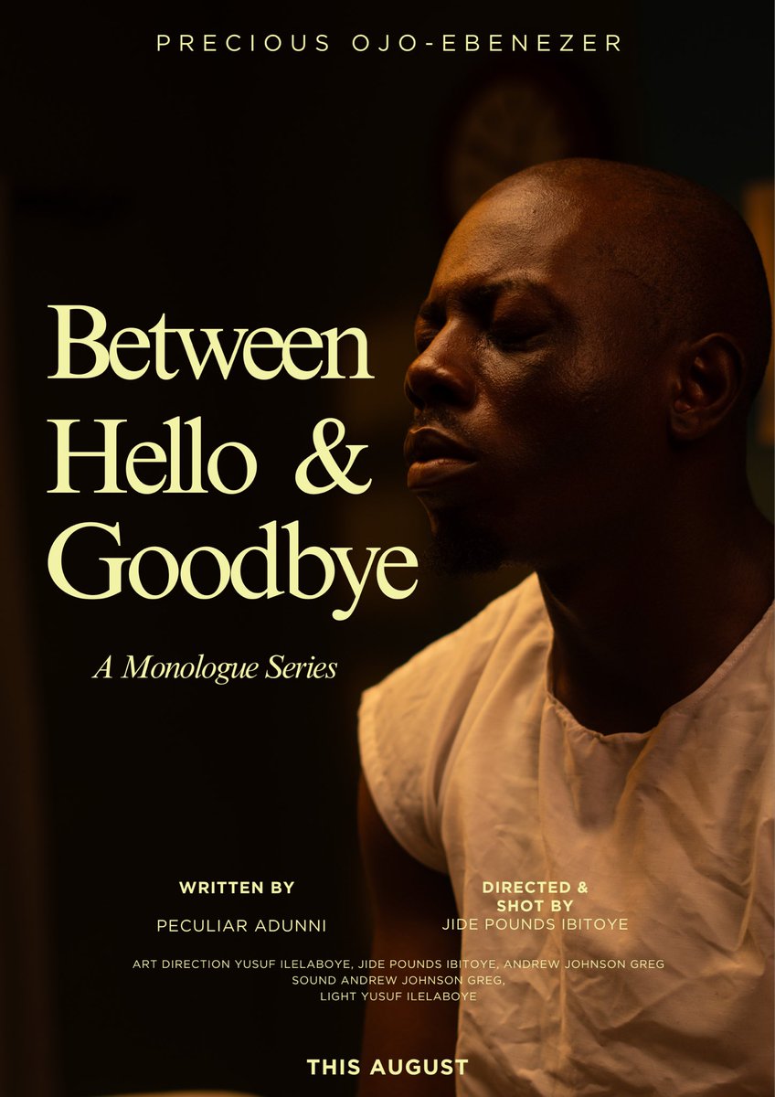 _TheActingTife_'s tweet photo. Sometimes, the space between hello and goodbye is the only place we ever really had.

BETWEEN HELLO AND GOODBYE

A four episode monologue series. 

Written by Peculiar Adunni. Directed by @jidepounds 

All FRIDAYS this AUGUST. https://t.co/Zbb0WLKpyU