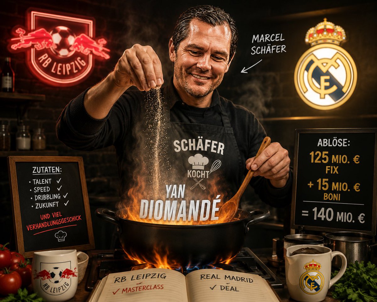 Patrick_lgs's tweet photo. Die Diomandé-Saga ist endlich vorbei. Schäfer hat Real komplett abgekocht. 👨‍🍳 🤝

#RBLeipzig #Diamonde #RealMadrid https://t.co/obKL0Q3snO