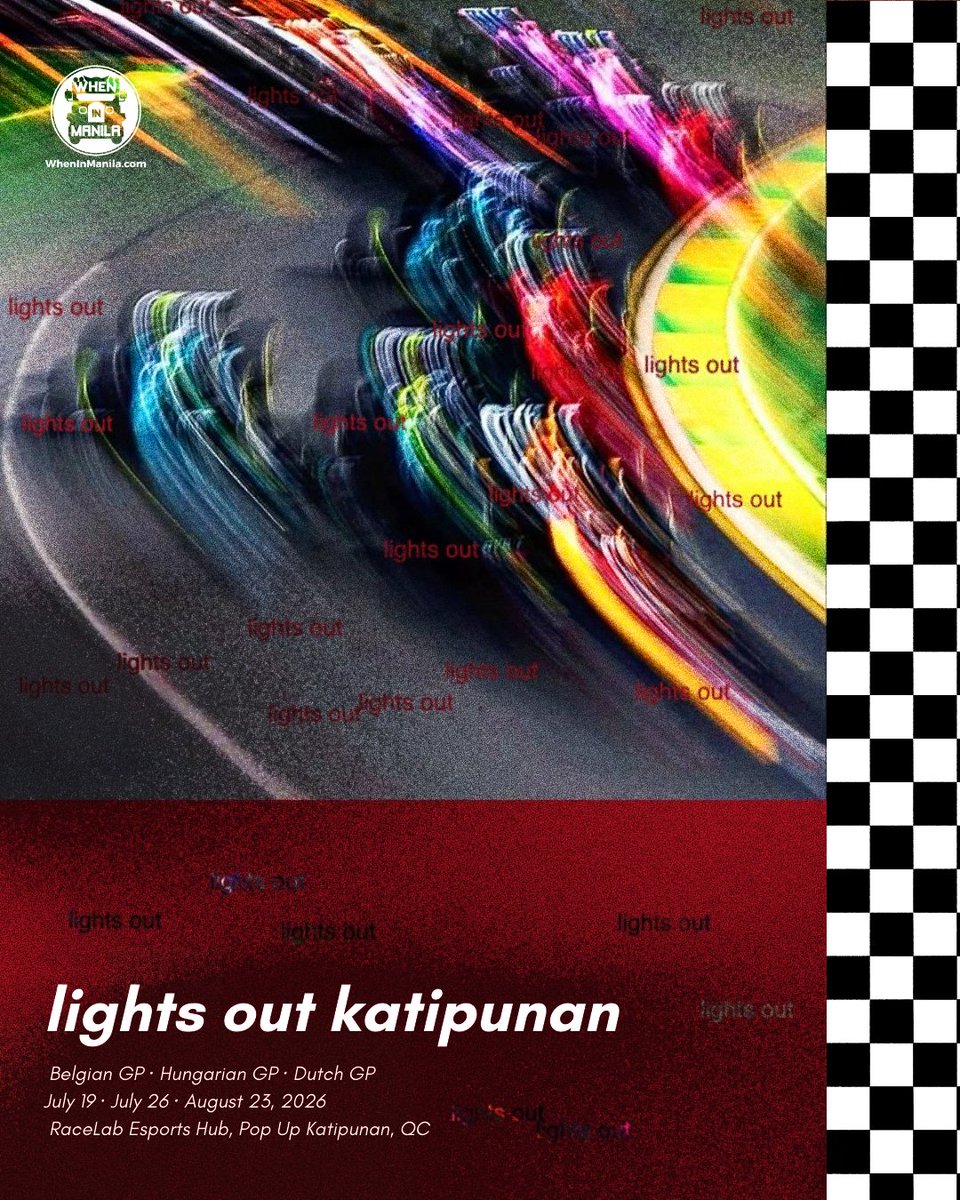 WIMbigevents's tweet photo. Looking for a different way to watch Formula 1? Lights Out Katipunan brings an exclusive F1 watch party experience with official race screenings, sim racing, and a dedicated community of fans.

READ MORE:
https://t.co/ylgmaw5Bs3 https://t.co/F0HCjCsJj6
