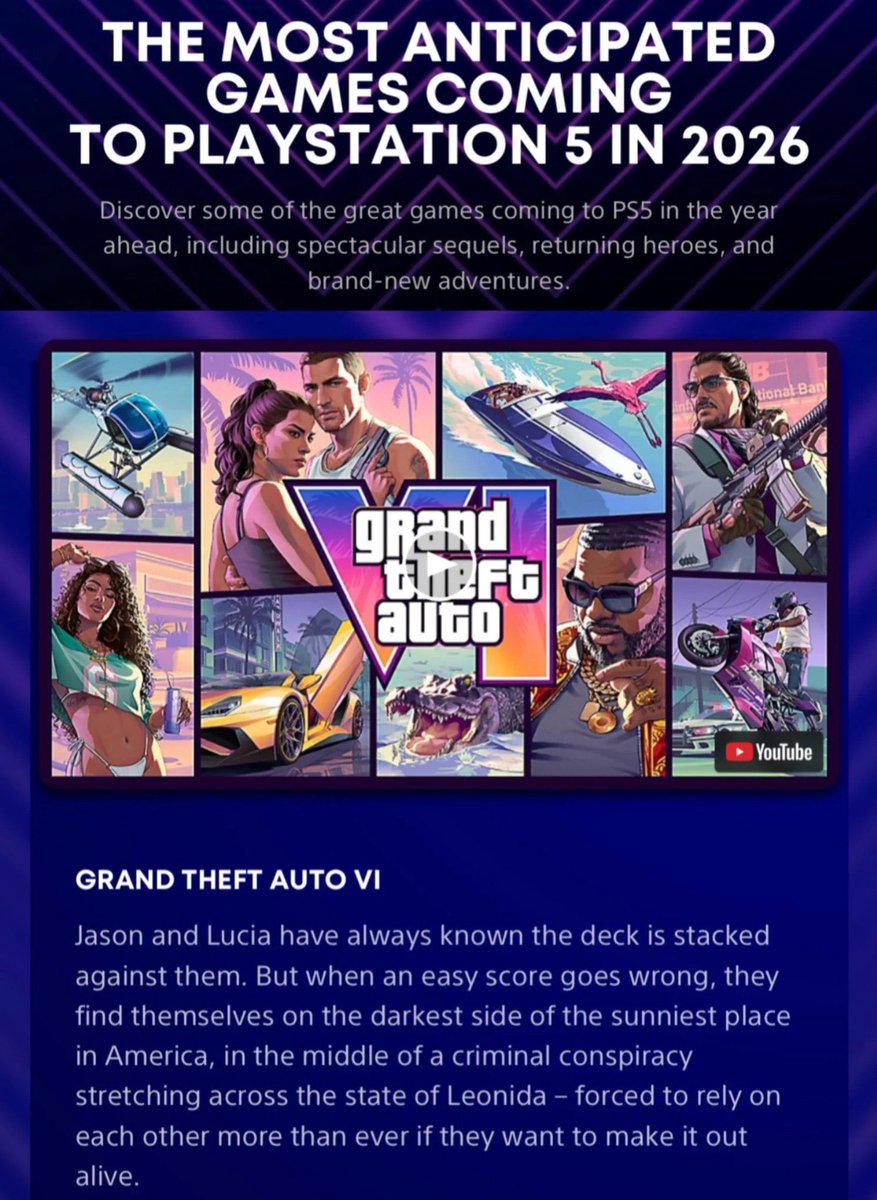 PP_Fan1's tweet photo. New !! PlayStation just added GTA6 to the most anticipated games of 2026 . 🔥🔥🔥 https://t.co/3BjyncLij6