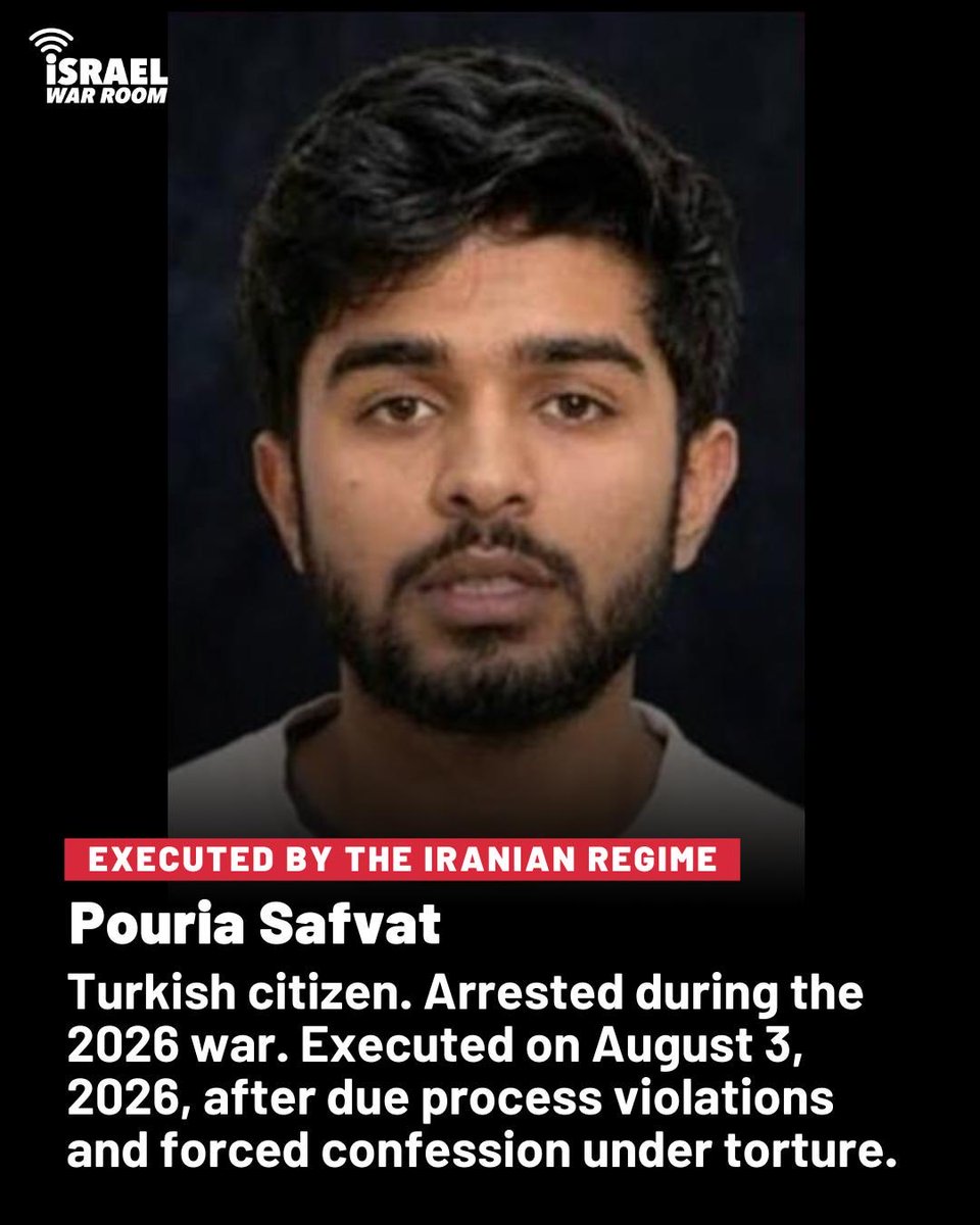 IsraelWarRoom's tweet photo. Pouria Safvat.

Executed by the Iranian regime.

Say his name. https://t.co/5aqB5kMccS