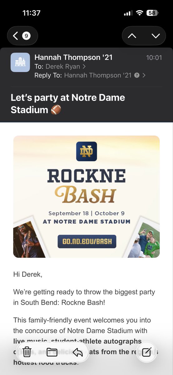 longhornderek's tweet photo. Texas played at Notre Dame in 2015. I bought tickets through the ND ticket office. I’ve been trying to get off their email list for 11 years now. Unsubscribing does nothing. I’ve tried that numerous times. 

Stop emailing me: @notredame, @NDFootball, @FightingIrish!

CC: @FTC https://t.co/8Ih0HQx1vN