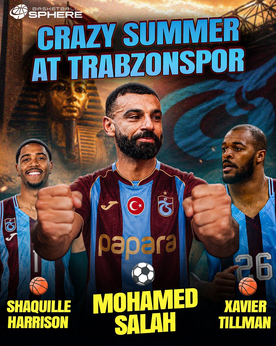 BSphere_'s tweet photo. WHAT ON EARTH IS HAPPENING AT TRABZONSPOR!? 🤯💥💥👌

After an unbelievable transfer summer in basketball, signing names like NBA champion Xavier Tillman, Shaquille Harrison, Brady Manek, Yigit Arslan, JD Notae...

They've now decided to shake up the football world by SIGNING MOHAMED SALAH!! 🤯⚽

We can just imagine the excitement in Trabzon and the anticipation for the new season among the fans! 🔥