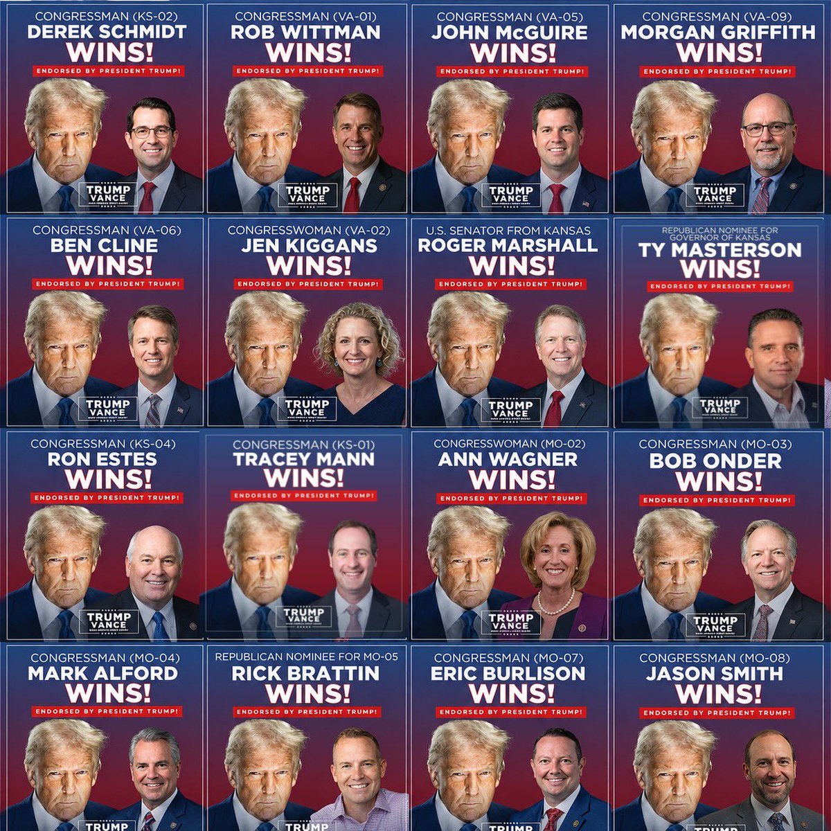 Amy252422's tweet photo. Just in: Tonight, 16 MAGA candidates backed by Trump won their primaries.  Trump’s endorsement remains the most powerful weapon in politics. https://t.co/vrOOBKSUYt