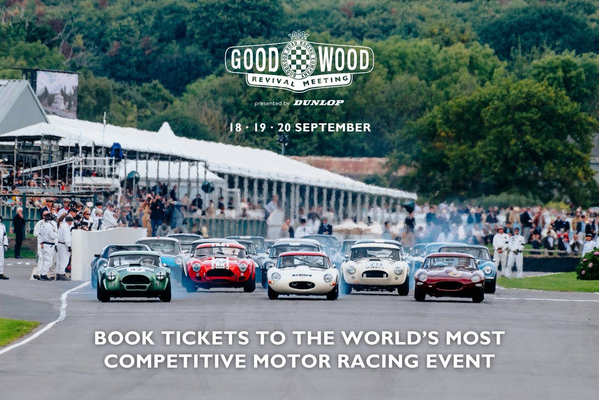 fosgoodwood's tweet photo. Join us for more thrilling action at the world's most competitive motor racing event this September. With more overtakes in one weekend than an entire Formula 1 season, make #GoodwoodRevival presented by Dunlop your next unforgettable day out at Goodwood. https://t.co/bND4nSNFYV https://t.co/WQ0dUmXNIU