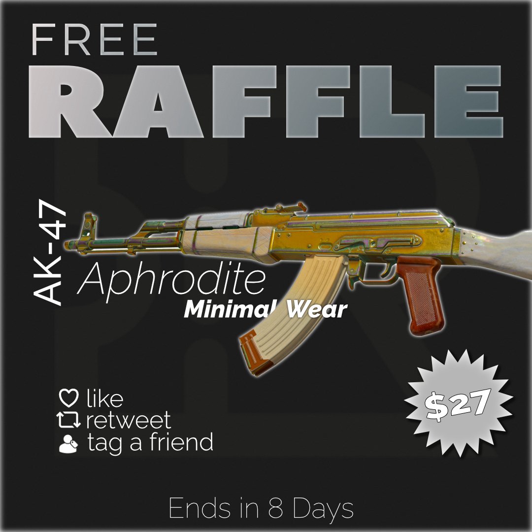 RaffledEdge's tweet photo. Free Raffle! 🥶

We're giving away an AK-47 Aphrodite MW!

To enter:
➡️Follow @RaffledEdge 
💙Like and🔁retweet
👤Tag a friend

📅Ends in 8 days! https://t.co/e5sgasqHPT