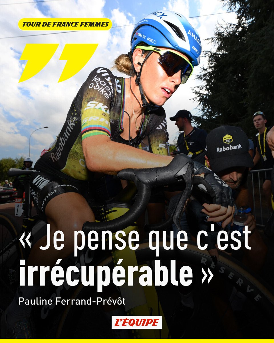 lequipe's tweet photo. Pauline Ferrand-Prévôt a craqué dans le final de la 5e étape du Tour de France femmes avec Zwift, remportée par la Néerlandaise Demi Vollering. Pour autant, la tenante du titre assure avoir « vraiment tout donné ». https://t.co/Kt2LpdfJ1B https://t.co/WkBWpGf5nH