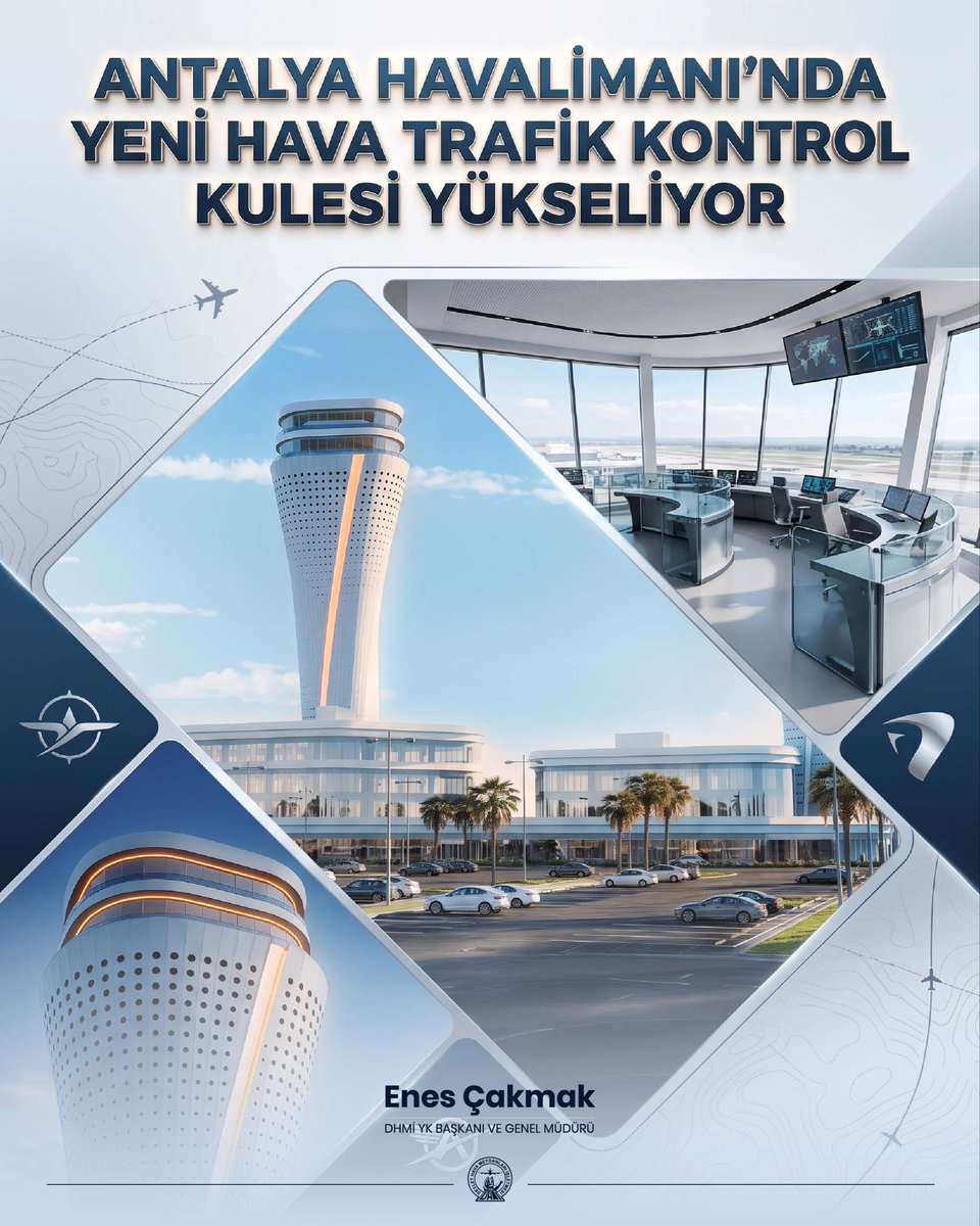 ecakmakdhmi's tweet photo. ✈️ Antalya’nın gökyüzüne yeni bir eser yükseliyor!

Turizmin başkenti Antalya’mızın artan hava trafiğine daha güçlü ve etkin hizmet sunabilmesi için çalışmalarımızı sürdürüyoruz.

Antalya Havalimanı Genişleme Projesi kapsamında yapımı devam eden Hava Trafik Kontrol Kulesi ve teknik bloklarda çalışmalar hızla ilerliyor. 🏗️

77 metre yüksekliğe ulaşacak 14 katlı yeni Hava Trafik Kontrol Kulemizin betonarme imalatlarında 46 metre seviyesine ulaştık.

Modern teknik altyapısıyla hava trafik yönetim kapasitemizi güçlendirecek yeni tesislerimiz, Antalya’nın havacılık altyapısına önemli katkı sağlayacak.

Likya deniz fenerlerinden ilham alan mimarisiyle yeni kulemiz, Antalya’nın siluetine de yeni bir değer katacak. 🌊

Antalya’mızın gökyüzündeki hareketliliğini emniyetli, etkin ve kesintisiz şekilde yönetmek için çalışmaya devam ediyoruz.

#TürkiyeHızlanıyor 🇹🇷