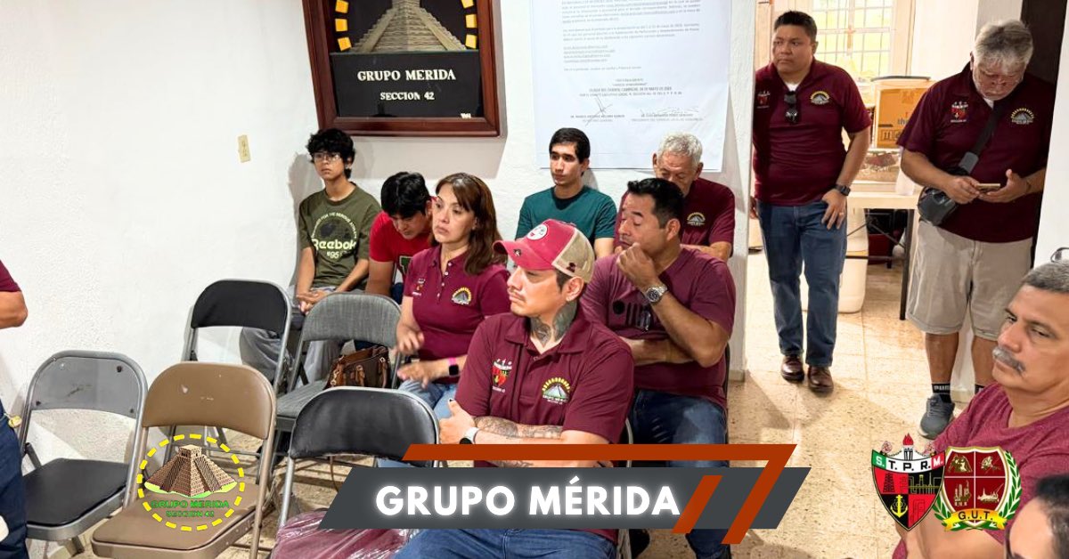 GrupoMerida_42's tweet photo. Reunión del Grupo Mérida refrendando la política de unidad y trabajo de nuestro líder y amigo LGPS.  ¡Gracias por su asistencia! 

Miercoles 05 de Agosto 2026.
 
@Seccion42_STPRM 

@lgps03101 
@MarcoAzuara1 
#MasUnidosQueNunca 
#FamiliaPetroleraSeccion42 
#SomosSTPRM https://t.co/ILIp7zZ55F