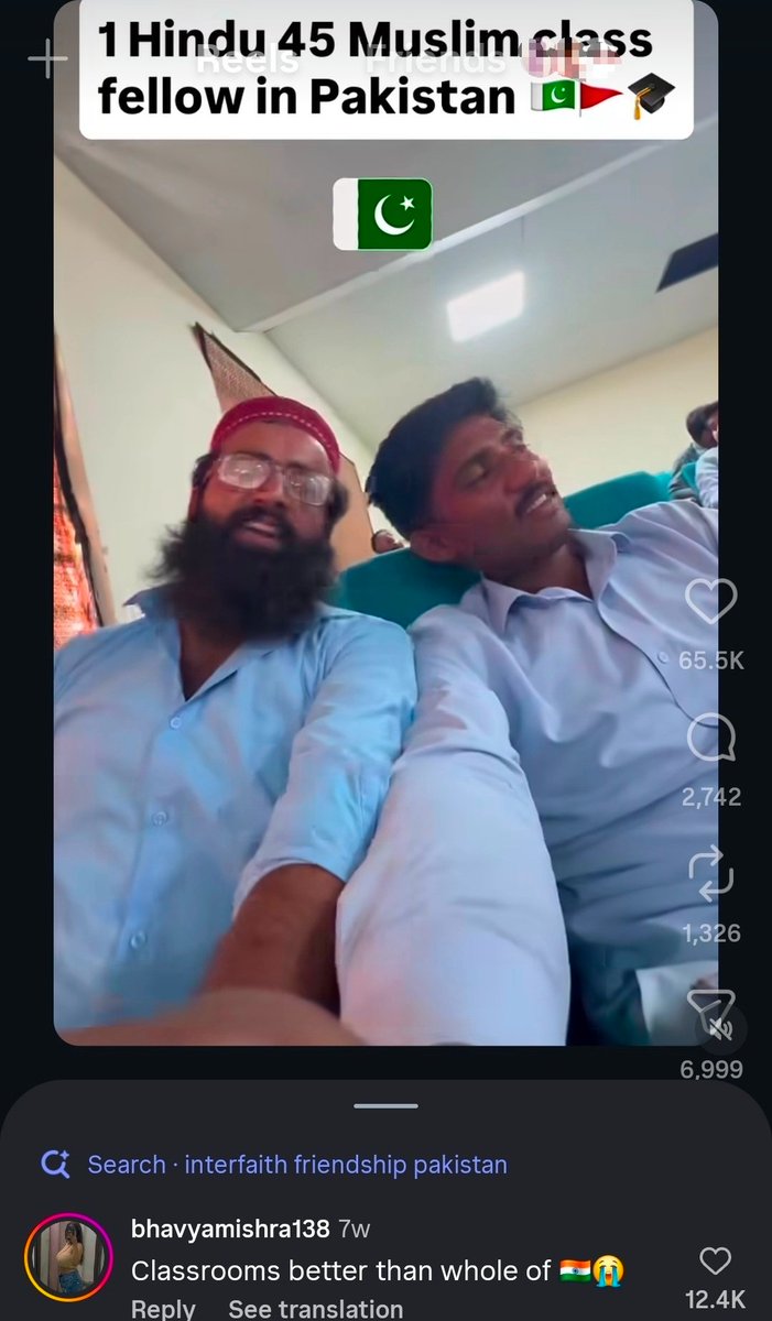 Incognito_qfs's tweet photo. A Pakistani Hindu posted a reel on Instagram that he is the only Hindu student in his classroom and all others are muslims. 

An account named "Bhavya Mishra" commented on that reel that the "Classroom is better than whole of India."

Initially, I thought that Bhavya Mishra must be some Abdul from Pakistan.

Then, I checked the location and found that Bhavya Mishra is Abdul from India.

The 2.5 front war theory with 0.5 front inside India is absolutely true. Never ever doubt that.
