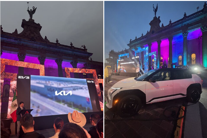 rlavcevic's tweet photo. Presentación EV3 de KIA, el primer vehículo 100% eléctrico fabricado en México ==> en su planta de Nuevo León. #kia #nuevoleon https://t.co/LRb0N9uriZ