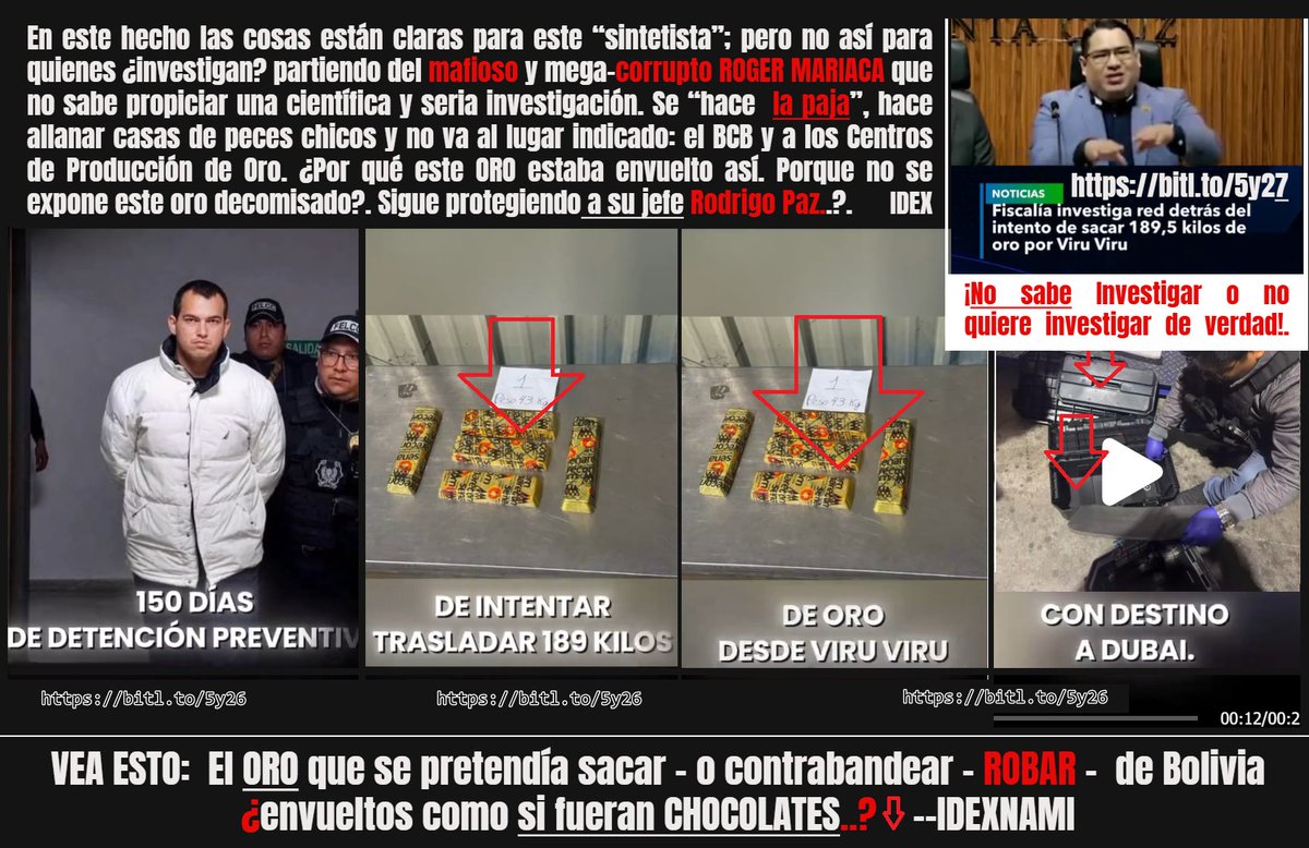 BoliviaOrg's tweet photo. (ORP-9) "El ORO del mafioso RPP a ser contrabandeado...":..desesperadamente. El UNO llamo a Persona CLAVE y el otro a ¿Ministro?. Hablaban en lados separados. Tenemos la grabación del UNO. ¿Quién ordeno  la liberación de estos 5 ?. ¡Que explique: Mariaca!. https://t.co/xZIYxyuCck https://t.co/bH4Ya05Kc7