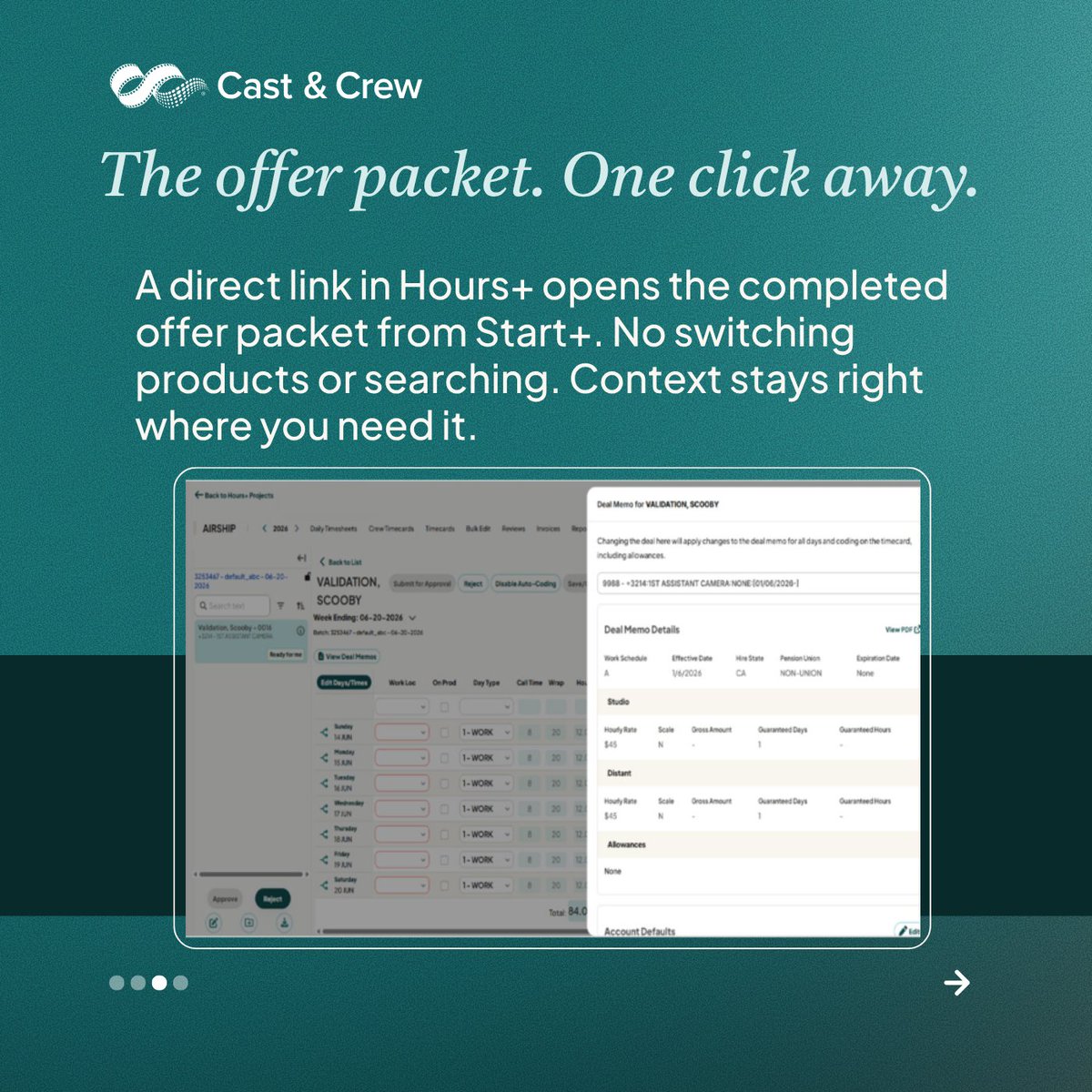 CastAndCrewNews's tweet photo. See what changed in the screen your team uses every week: https://t.co/OfadfhrhzA  
 
Swipe for everything that changed in Hours+. 
#CastAndCrew #Payroll #FilmProduction #Timekeeping #ProductUpdate https://t.co/R5XQc4F6CJ