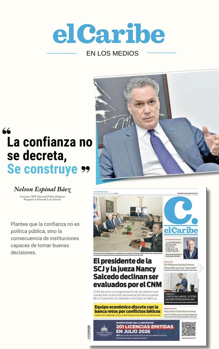 Cambridge_CIC's tweet photo. Una conversación que invita a la reflexión.

Nuestro presidente, @NEspinalBaez , comparte su más reciente entrevista publicada en @ElCaribeRD 

Te invitamos a leerla.

https://t.co/5eVR4h50bQ https://t.co/iWAAc0WoV2
