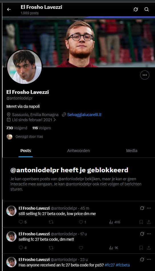 boltydev's tweet photo. @antoniodelpr

El Frosho Lavezzi

Dont buy code of him, scammer. Italian c*nt

#fc27 EA fc 27 beta #beta https://t.co/2WPfNRFvJc