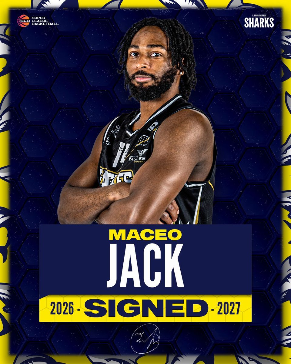 SheffieldSharks's tweet photo. Welcome to Sheffield @maceojack33 ✍️

We’re thrilled to announce the signing of Maceo Jack for the 2026/27 @sprleaguebballm season.

Read more here https://t.co/8lMFxLQSrp https://t.co/FpPKL3raxQ