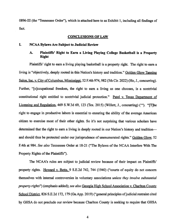 austinmasseySBI's tweet photo. One of the most consequential parts of the Georgia ruling is the reasoning behind it.

The court did not simply say the players would be harmed if they missed another season. It found that their ability to earn a living through college basketball is a protectable property interest, that NCAA rules are subject to judicial review because of the NCAA’s control over high-level college sports, and that the players are likely third-party beneficiaries of the NCAA’s own bylaws.

The judge also found the NCAA likely acted arbitrarily by forcing the 2022 class to compete against fifth- and sixth-year players, then excluding that same class when five-for-five became permanent, while also giving favorable treatment to younger athletes and former professionals.

That reasoning matters far beyond this one group of players. It attacks the NCAA’s position at its foundation, not just the application of one eligibility rule.