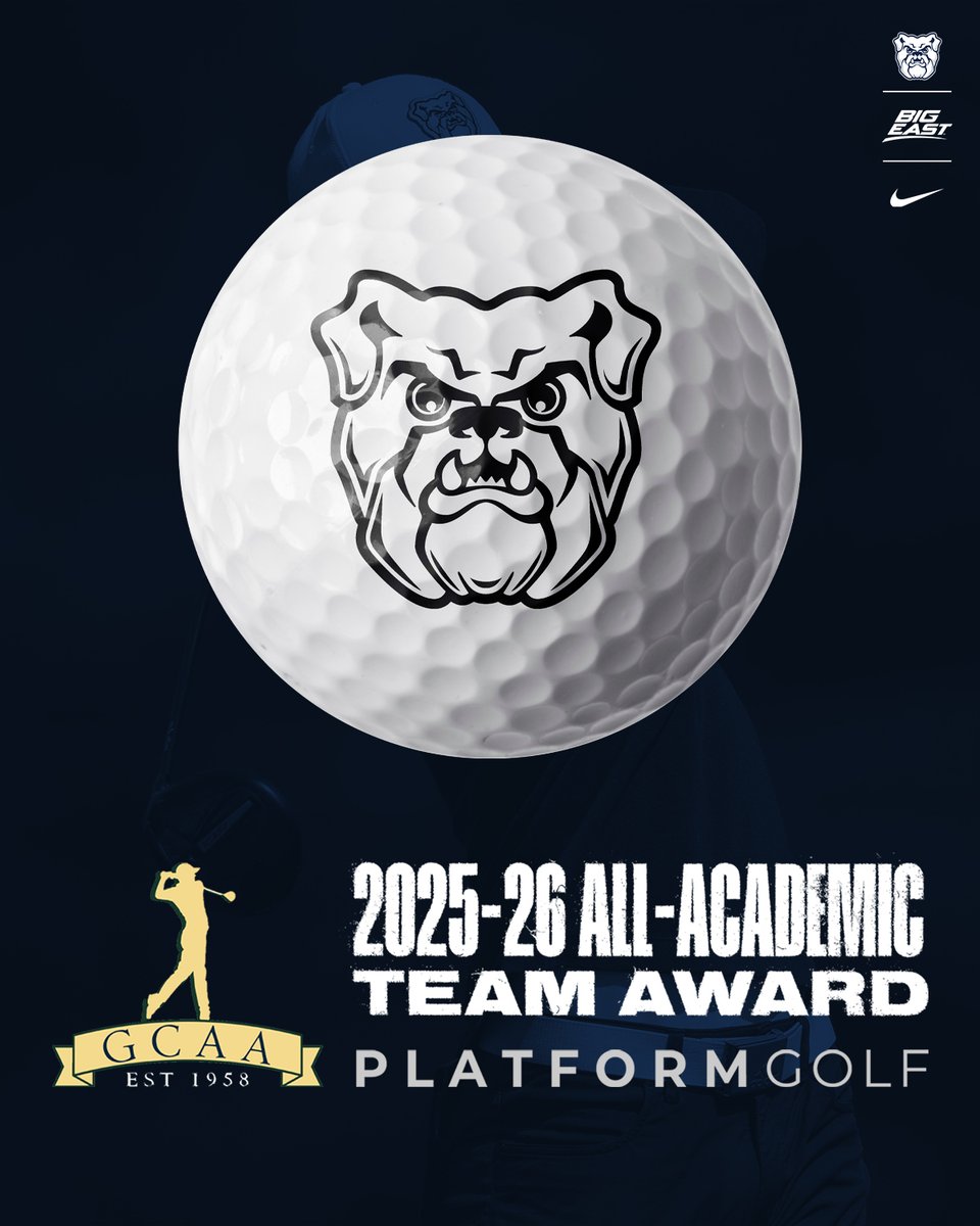 ButlerUGolf's tweet photo. 2025-26 @GolfCoachesAssn Team Academic Award 😤📚

📰: https://t.co/4DT00WgeYz https://t.co/Nul5sY4xnd