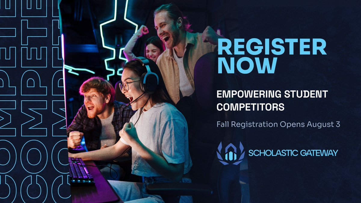 k12gateway's tweet photo. Fall registration is now open.

Get your team ready for a new season of scholastic competition with Scholastic Gateway. Build your roster and register today at https://t.co/w5xz5xTTRS https://t.co/bw0zWMXzgv